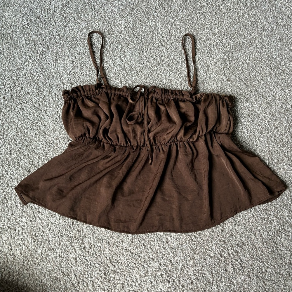 American Eagle Brown Babydoll Flowy Tank Top Sz L
